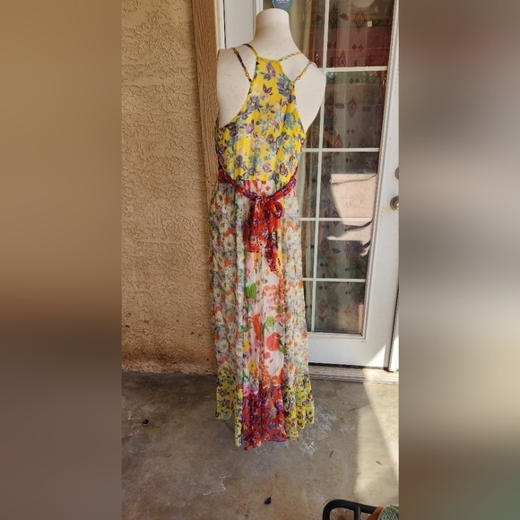 Anthropologie Malibu Floral Maxi Dress Flounced Hem Multicolor - Picture 5 of 12